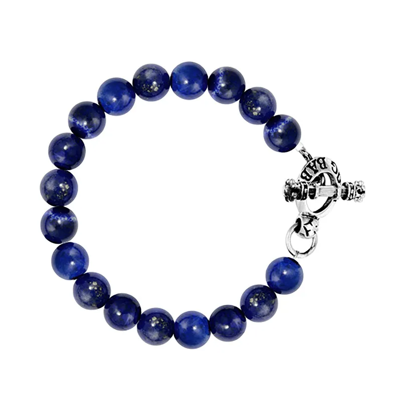 10mm Lapis Bracelet with Silver Toggle Clasp sold by King Baby Studio