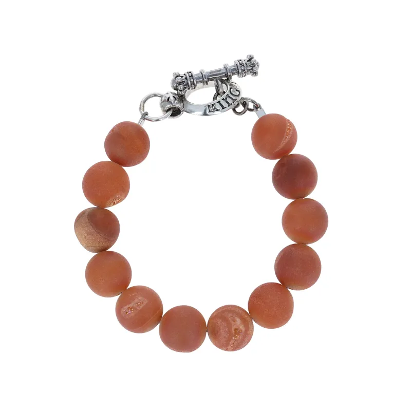 10mm Peach Druzy Agate Bracelet w/ T-Bar & Toggle sold by King Baby Studio
