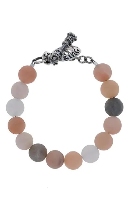 10mm Assorted Moonstone Round Bead Bracelet w/ Silver Clasp sold by King Baby Studio