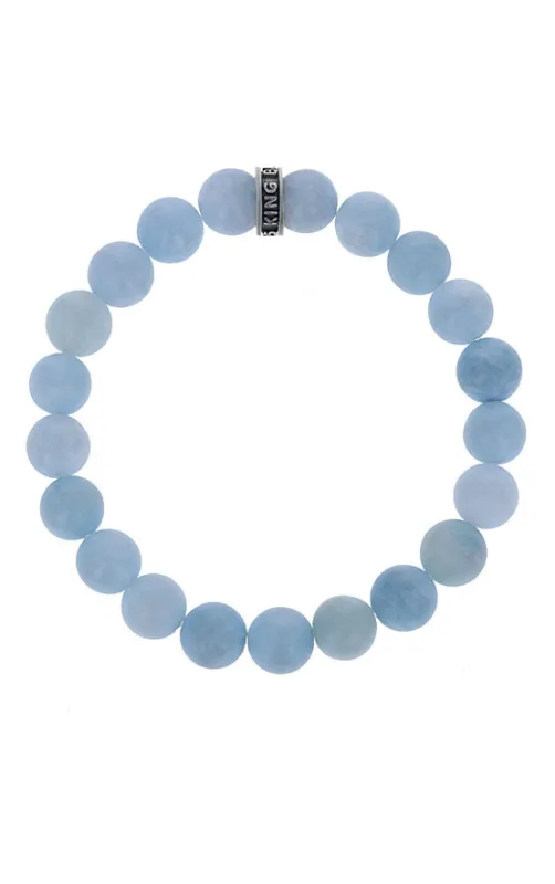 10mm Light Blue Aquamarine Bracelet w/Logo Ring sold by King Baby Studio