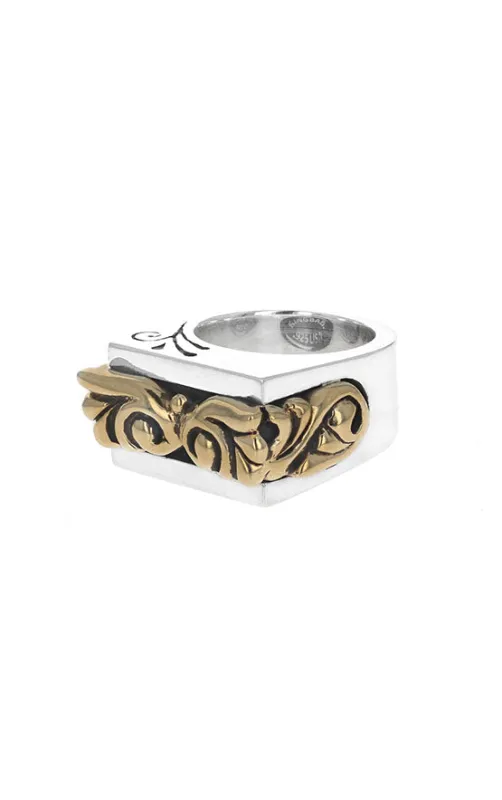 Squared-Off Gold Scroll Ring sold by King Baby Studio