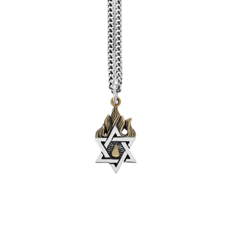 Star of David Pendant with Gold Alloy Flames sold by King Baby Studio