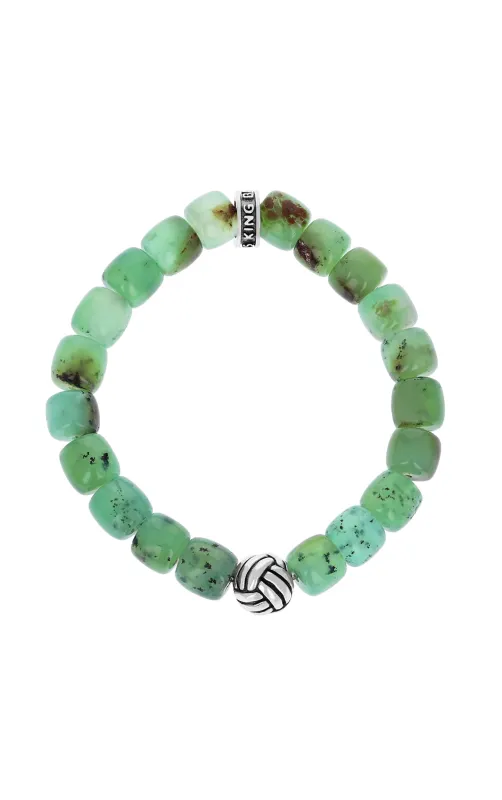 Chrysoprase Barrel Bracelet with Monkey Knot Bead sold by King Baby Studio