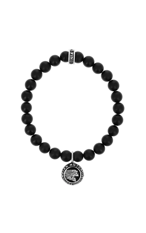 Matte Onyx Bracelet with Indian Headdress Logo Charm sold by King Baby Studio