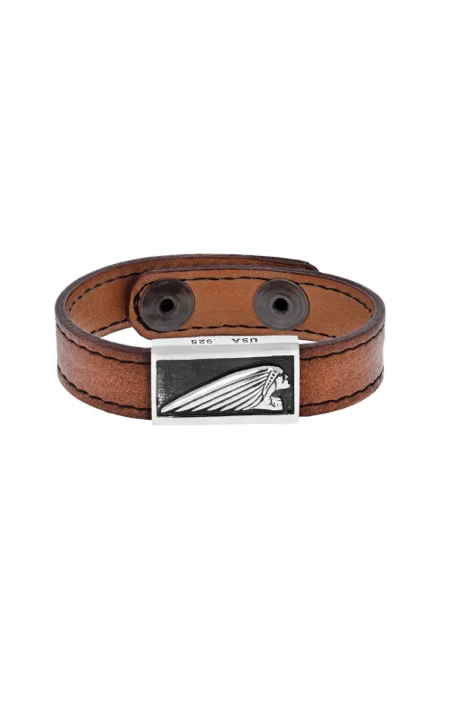 Leather Bracelet with Silver Indian Motorcycle Headdress Logo sold by King Baby Studio