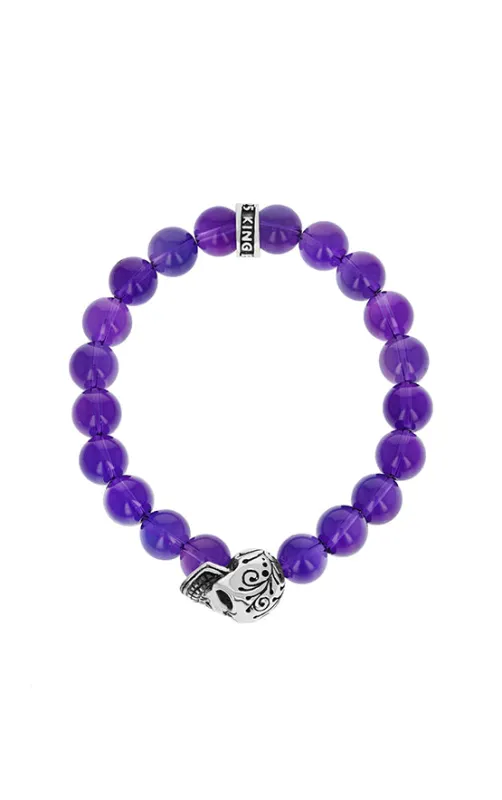 Amethyst Bracelet with Day of the Dead Skull sold by King Baby Studio
