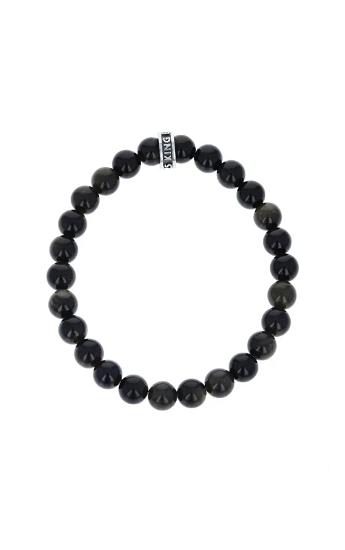 Black Obsidian Bracelet with Logo Ring sold by King Baby Studio