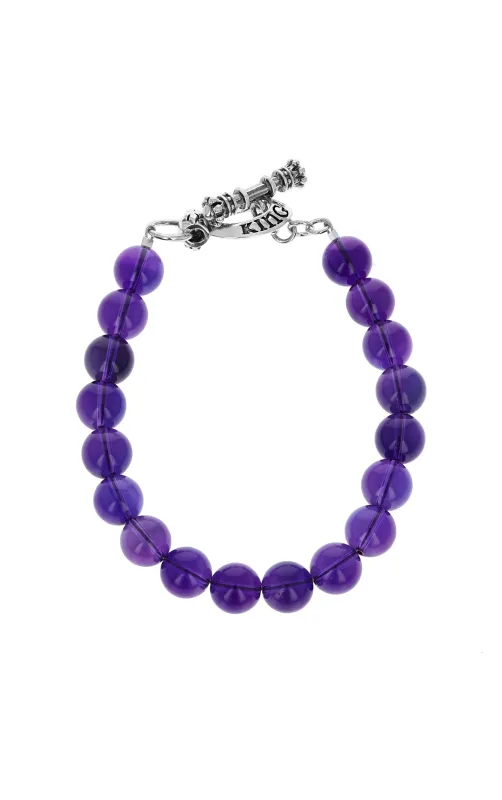 10mm Amethyst Large Bead Bracelet with Silver Toggle sold by King Baby Studio