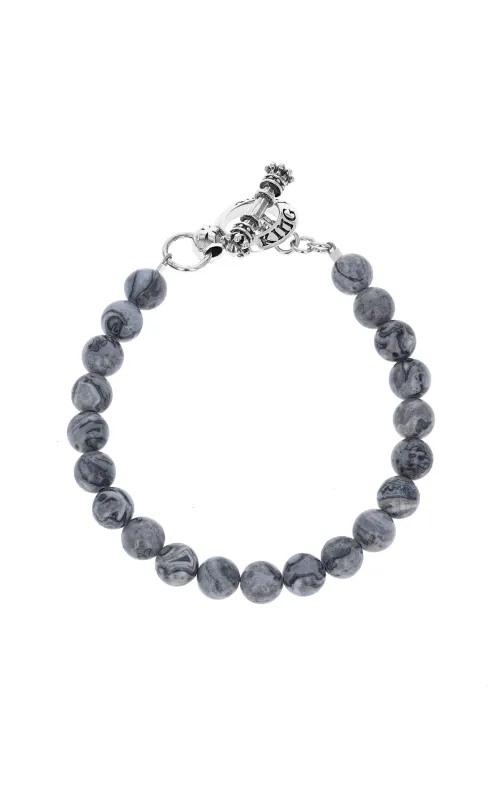 Picasso Jasper Bracelet with Silver Toggle made by King Baby Studio