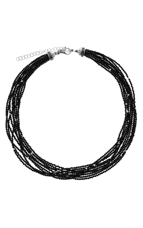 Ten Strand Black Agate Necklace with Silver Beads sold by King Baby Studio