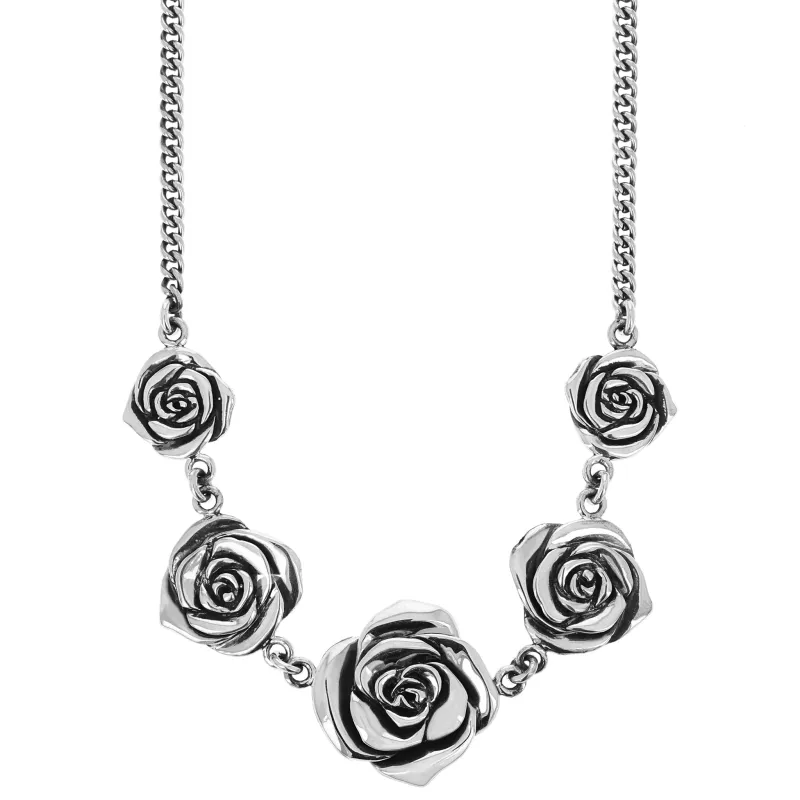 Curblink Chain Necklace with Five Silver Roses sold by King Baby Studio