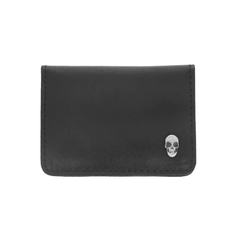 Horizontal Bifold Card Holder Wallet w/ Silver Skull sold by King Baby Studio