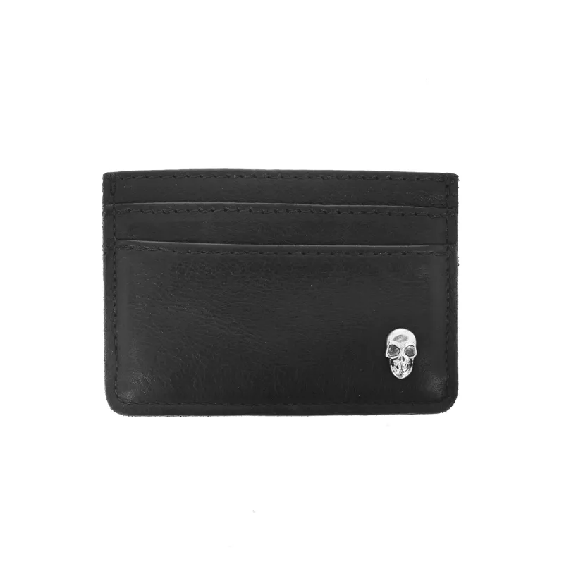 Horizontal Card Holder Wallet w/ Silver Skull sold by King Baby Studio