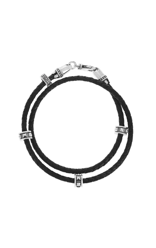 Double Wrap Leather Bracelet w/ Micro Stackable Pyramid Rings sold by King Baby Studio