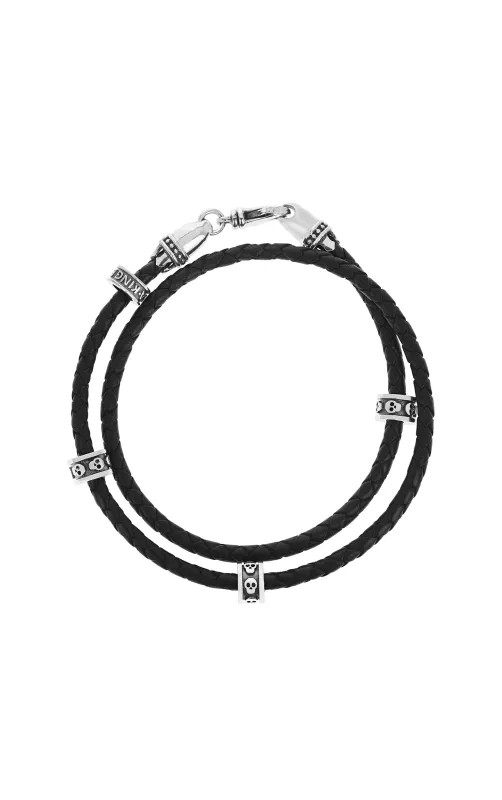 Double Wrap Leather Bracelet w/ Micro Stackable Skull Rings sold by King Baby Studio
