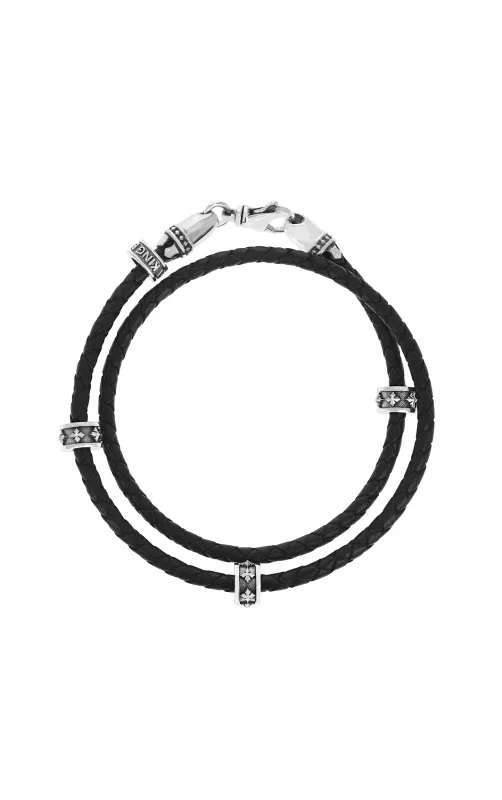 Double Wrap Leather Bracelet w/ Micro Stackable MB Cross Rings sold by King Baby Studio