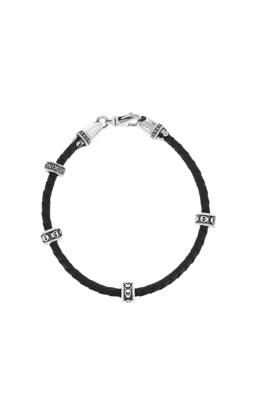 Leather Wrap Bracelet w/ Micro Stackable Skull Rings sold by King Baby Studio