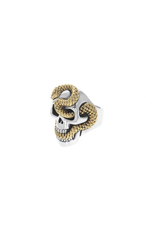 Large Skull Ring w/ Gold Alloy Snake sold by King Baby Studio