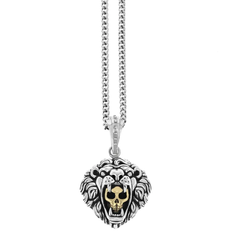 Lion Pendant w/ Gold Alloy Skull sold by King Baby Studio