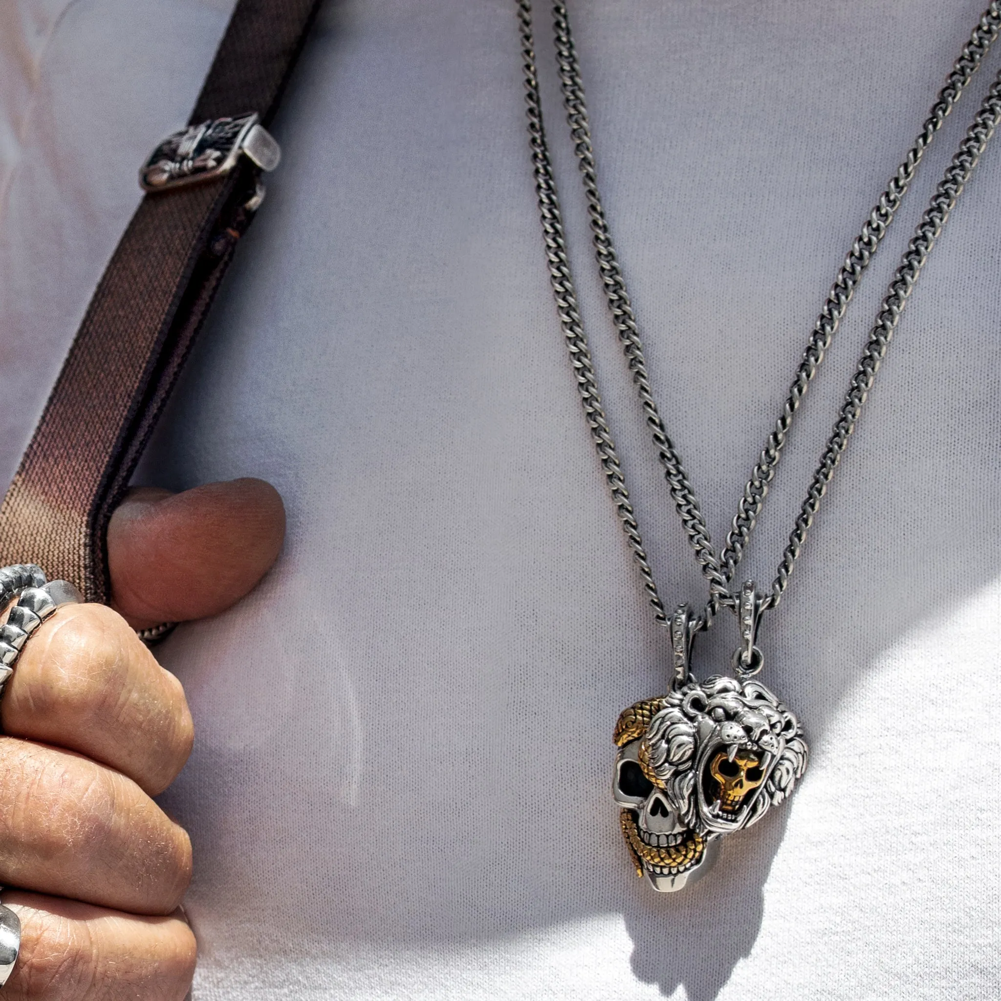 Large Skull Pendant w/ Gold Alloy Snake sold by King Baby Studio product image thumbnail 3