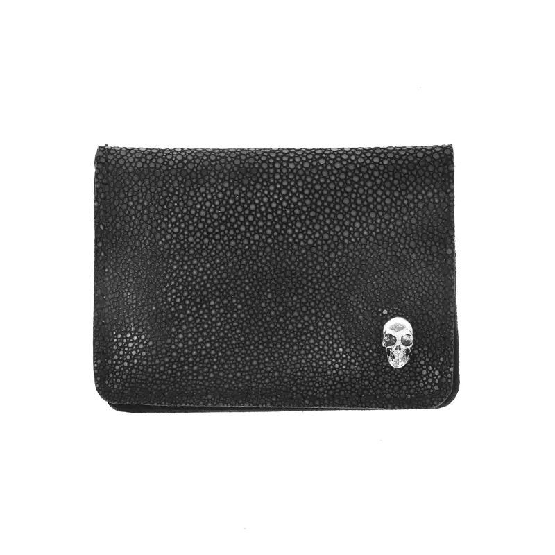Horizontal Stingray Bifold Card Holder Wallet w/ Silver Skull sold by King Baby Studio