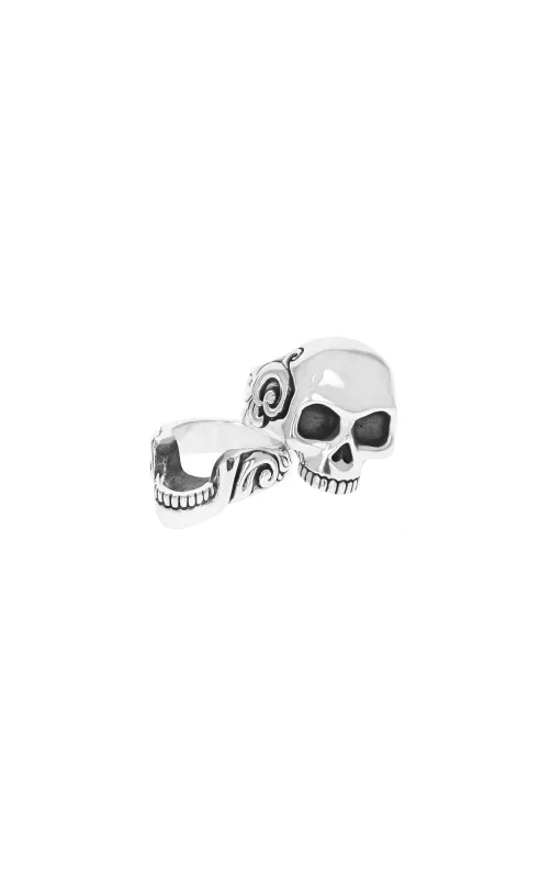 Stacked Skull Ring w/ Scroll Design sold by King Baby Studio