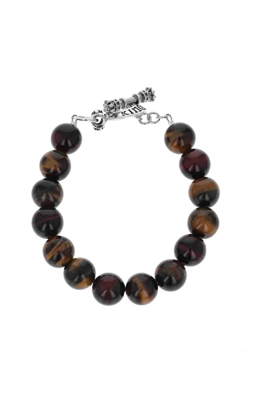 Red Tiger Eye Bracelet with Silver Toggle sold by King Baby Studio