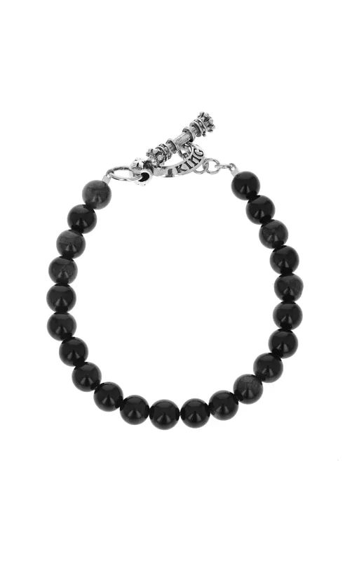 Black Obsidian Bracelet with Silver Toggle sold by King Baby Studio