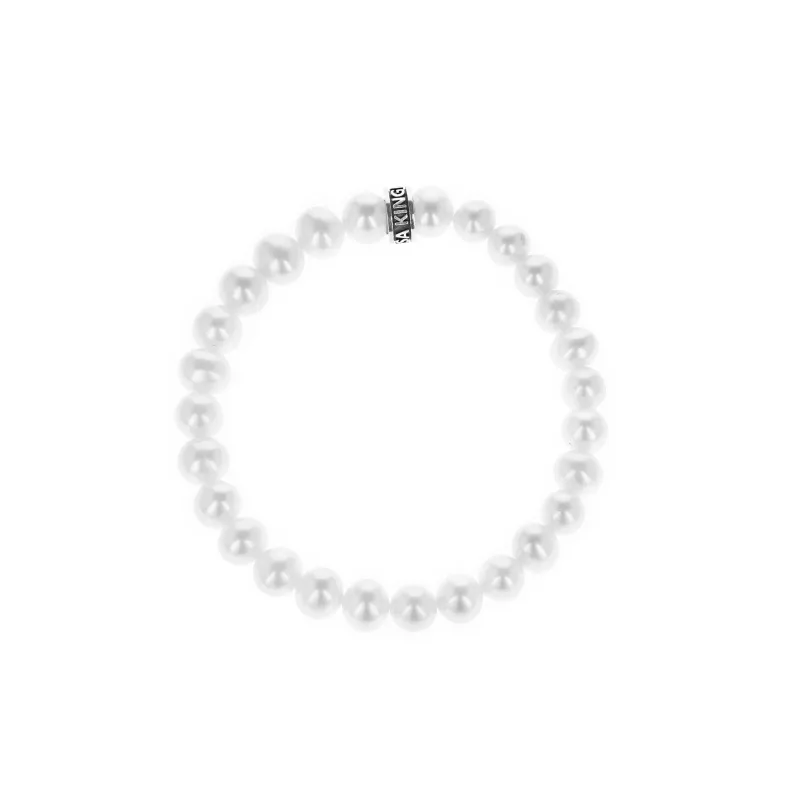 8mm White Pearl Bracelet sold by King Baby Studio