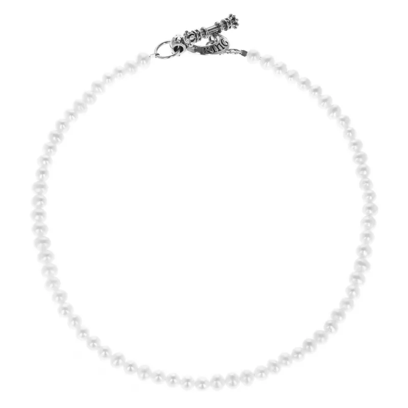 6mm White Pearl Necklace w/ T-bar and Toggle sold by King Baby Studio