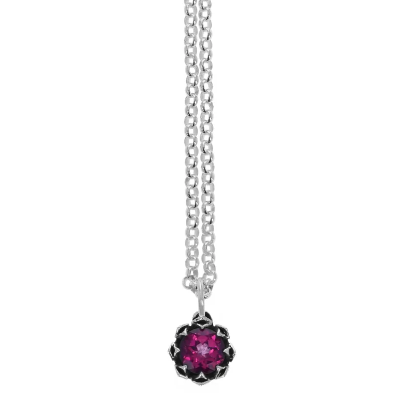 Crowned Pink Topaz Pendant w/ Micro Rolo Chain sold by King Baby Studio