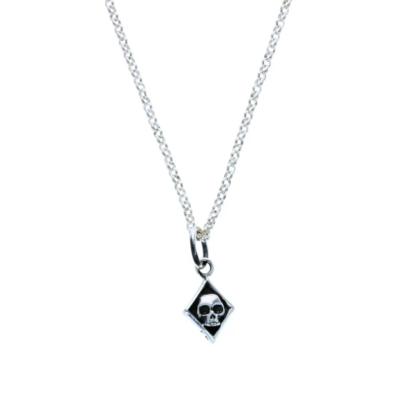 Micro Skull Diamond Card Suit Pendant on Rolo Chain made by King Baby Studio
