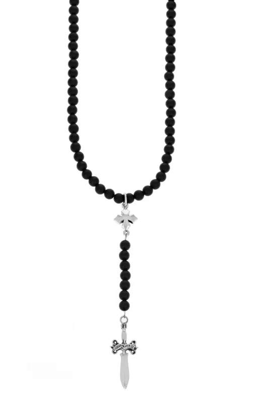 Onyx Rosary with MB Cross and Dagger sold by King Baby Studio