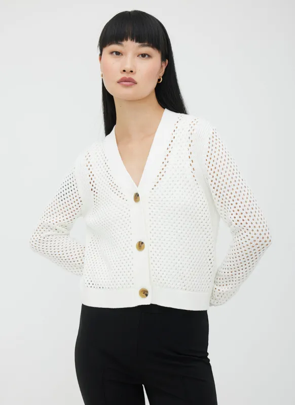 Essex Cropped Pointelle Cardigan sold by Kit and Ace