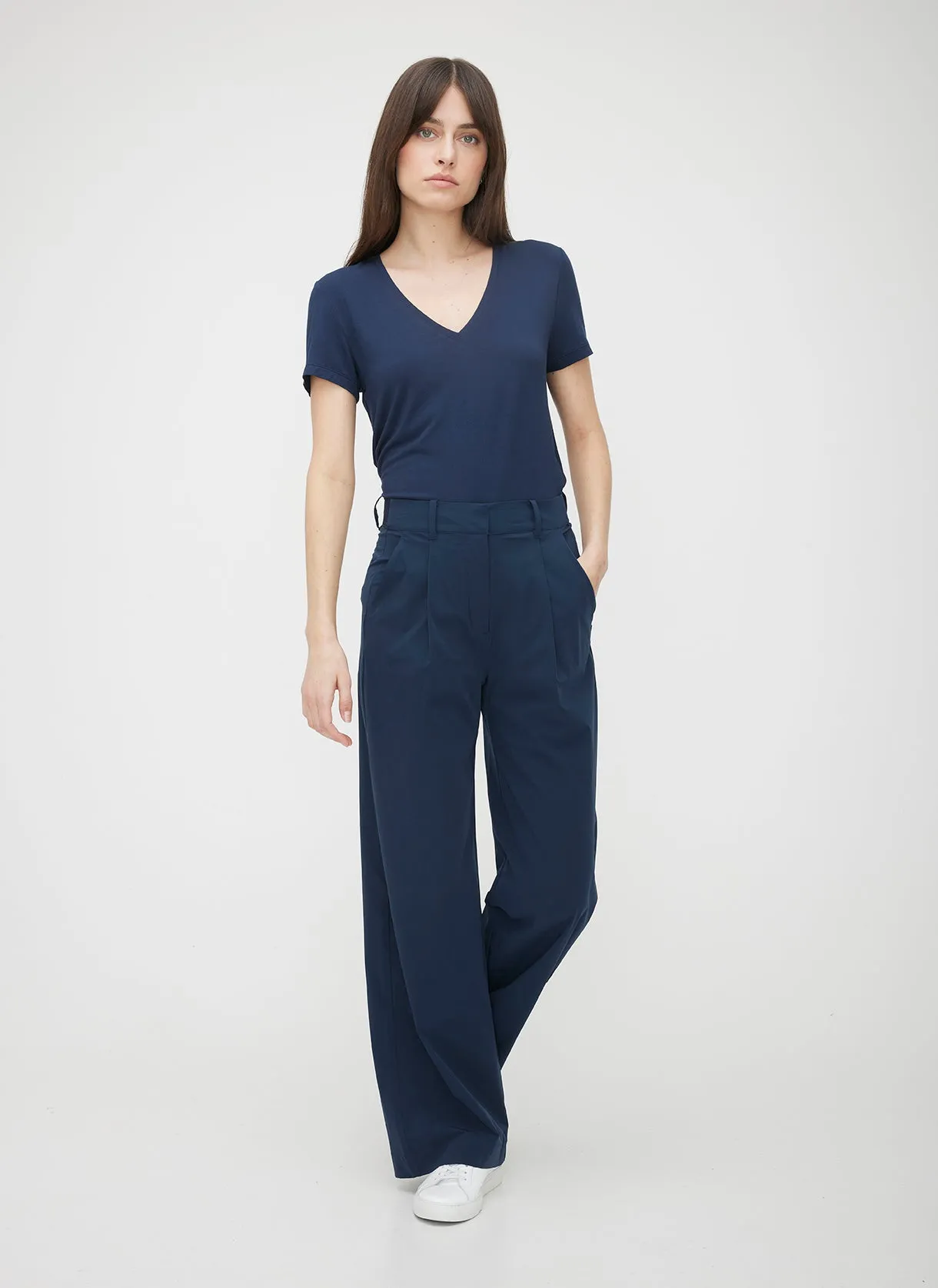 Chloe High Waisted Pleated Trousers sold by Kit and Ace product image thumbnail 3