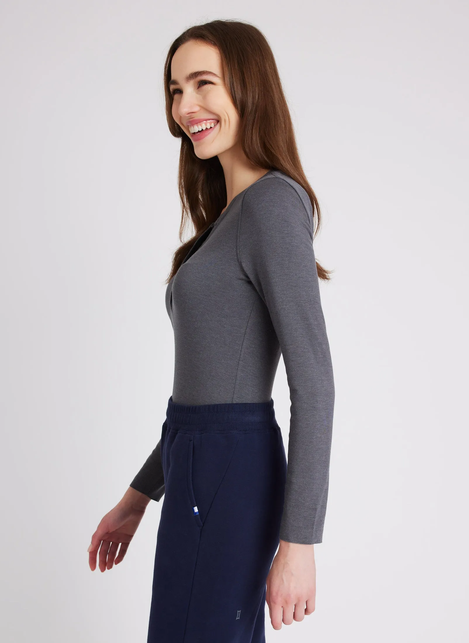 Brushed Henley Long Sleeve Tee sold by Kit and Ace product image thumbnail 2