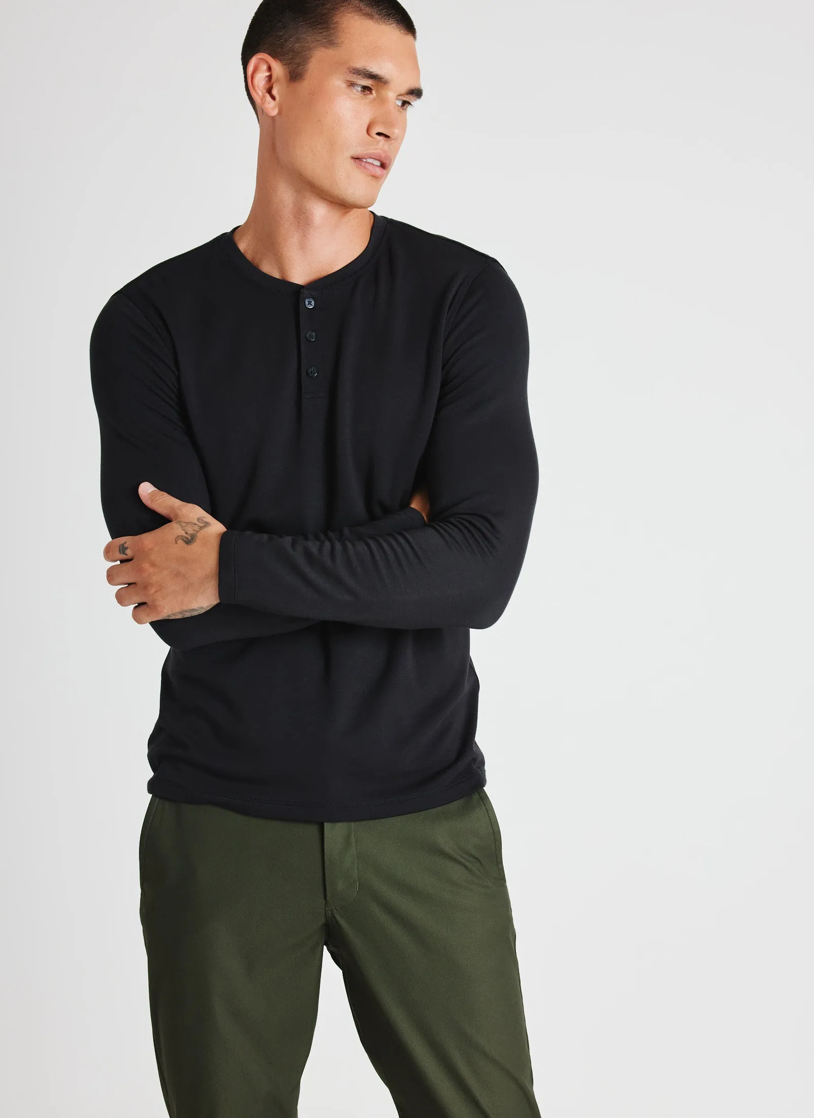 Upgraded Long Sleeve Henley Tee sold by Kit and Ace product image thumbnail 2