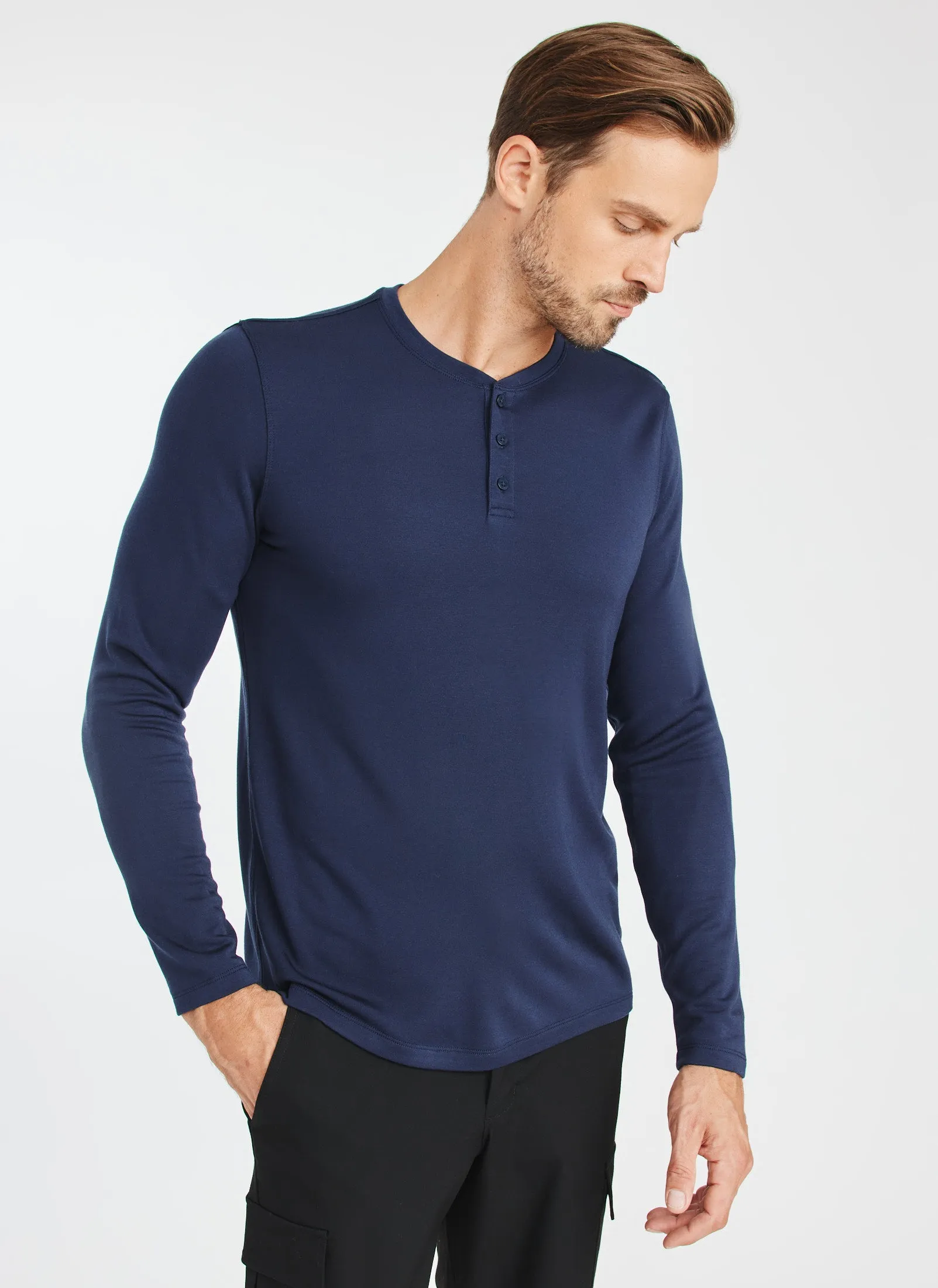 Upgraded Long Sleeve Henley Tee sold by Kit and Ace