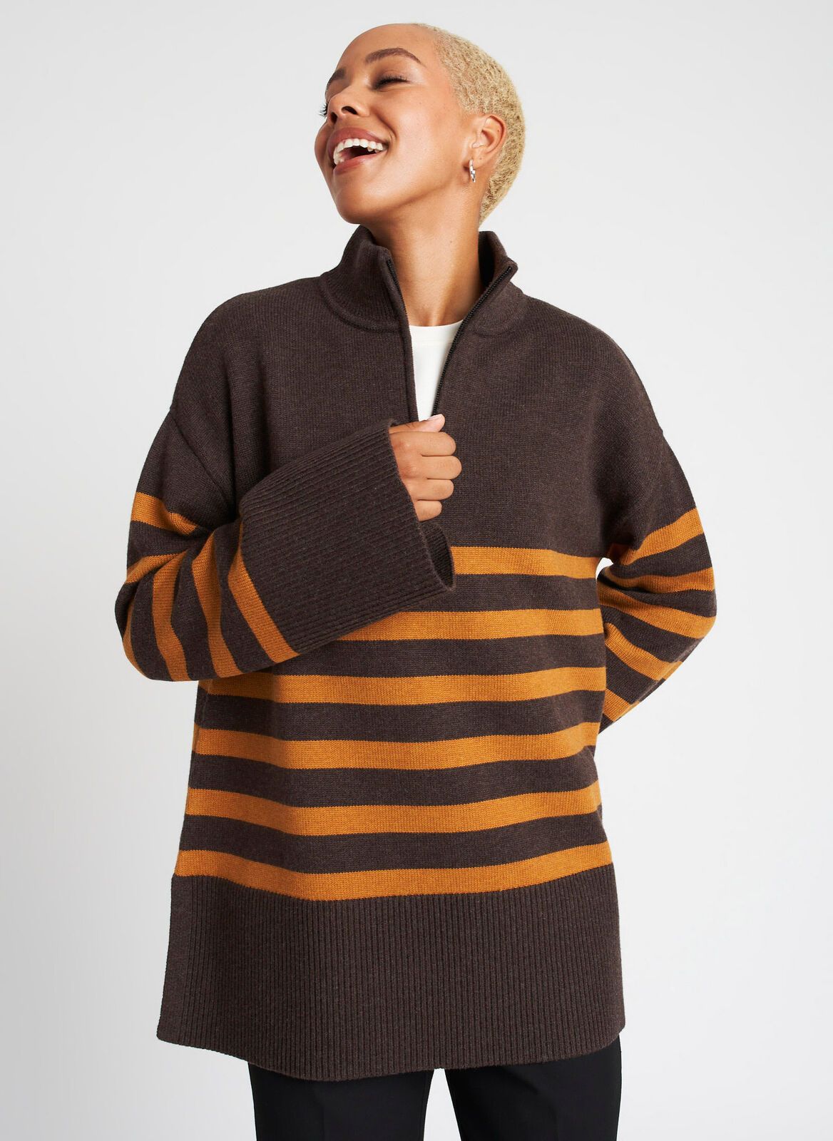 Swing Zip Neck Merino Sweater sold by Kit and Ace