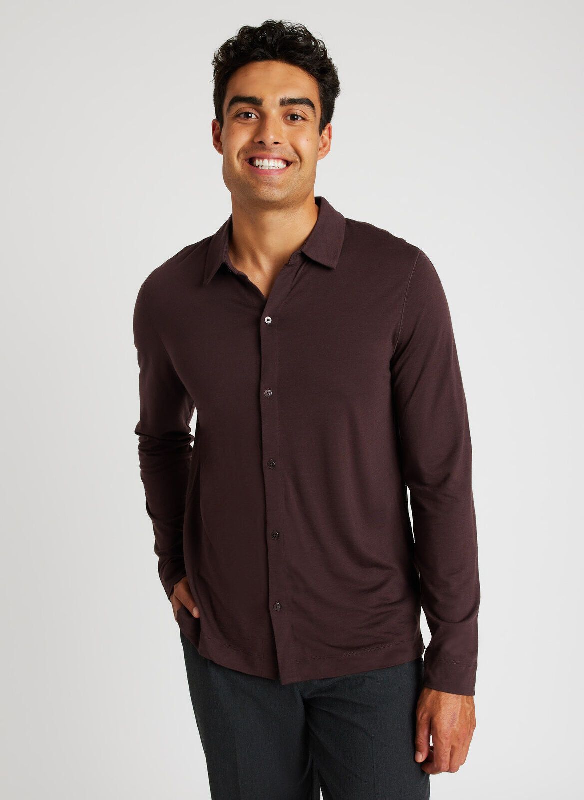 Merino Jersey Button-Up Shirt sold by Kit and Ace