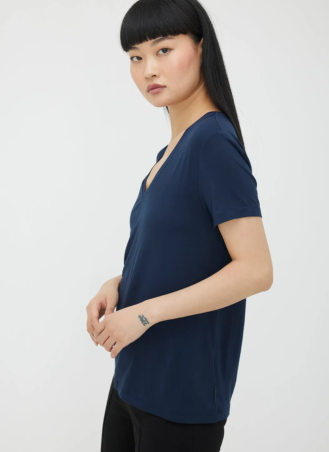 Charlotte V-Neck T-Shirt sold by Kit and Ace product image thumbnail 3