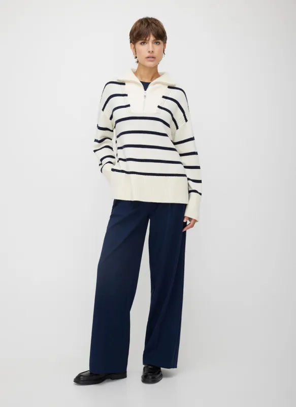 Apres 1/4 Zip Merino Sweater Striped sold by Kit and Ace
