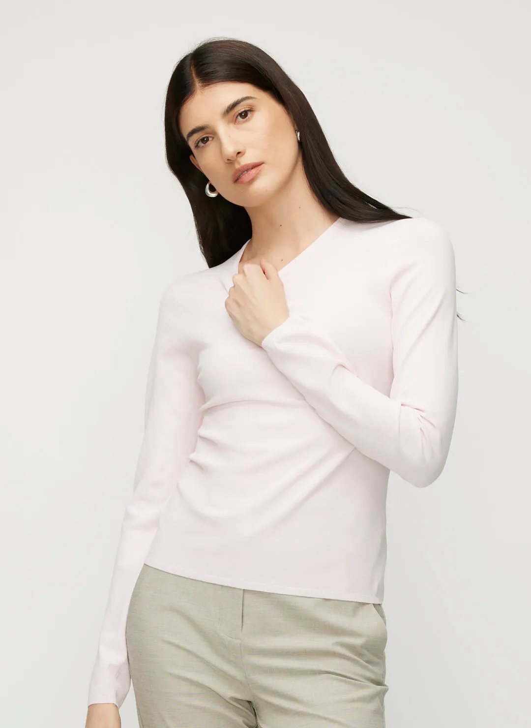 Farrah Slim Fit Long Sleeve Crewneck Sweater sold by Kit and Ace