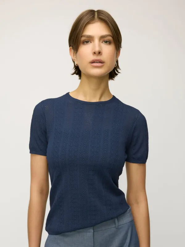 Farrah Slim Fit Short Sleeve Crewneck Sweater sold by Kit and Ace