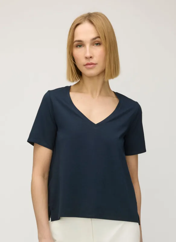Londyn Short Sleeve V-Neck Swing Tee sold by Kit and Ace