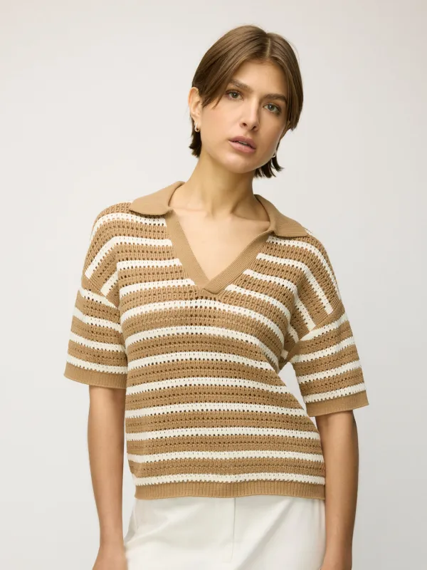 Crawford Relaxed Crochet Polo sold by Kit and Ace