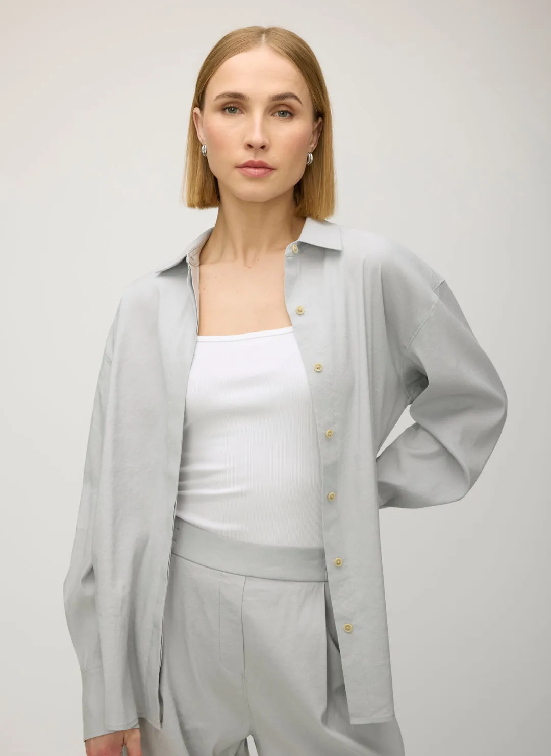 Marbella Linen Boyfriend Shirt sold by Kit and Ace
