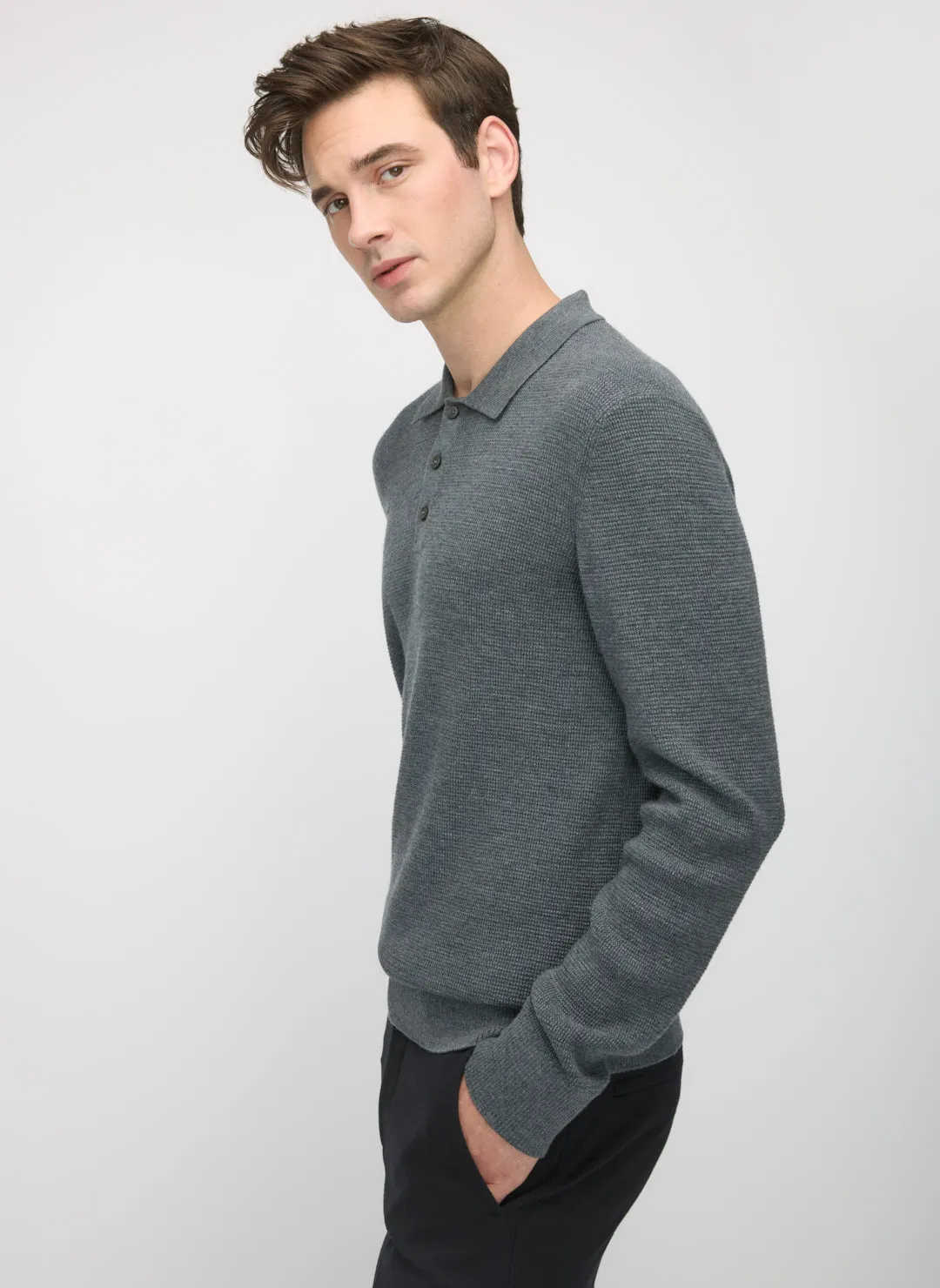 Timeless Merino Polo Sweater sold by Kit and Ace