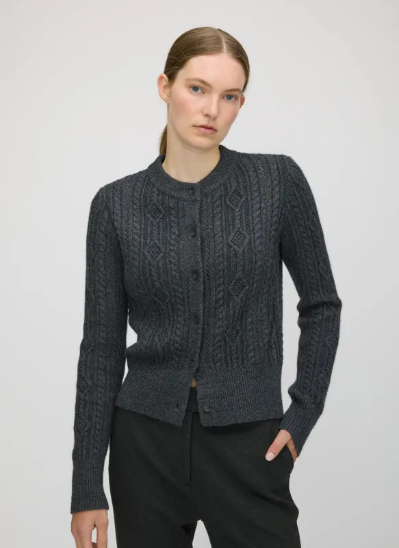 Willa Cashmere Cableknit Cardigan sold by Kit and Ace