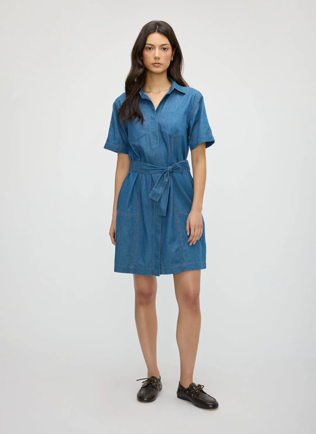 IndiFlow Denim Shortsleeve Shirt Dress sold by Kit and Ace product image thumbnail 3